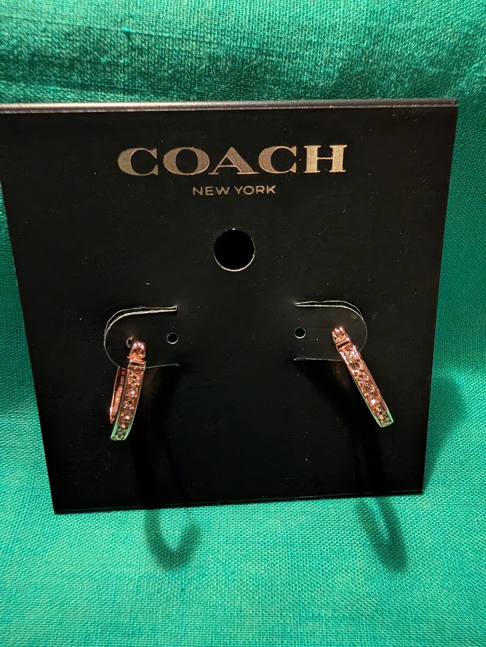 COACH Rose Gold Crystal-Accented Small Hoop Earrings